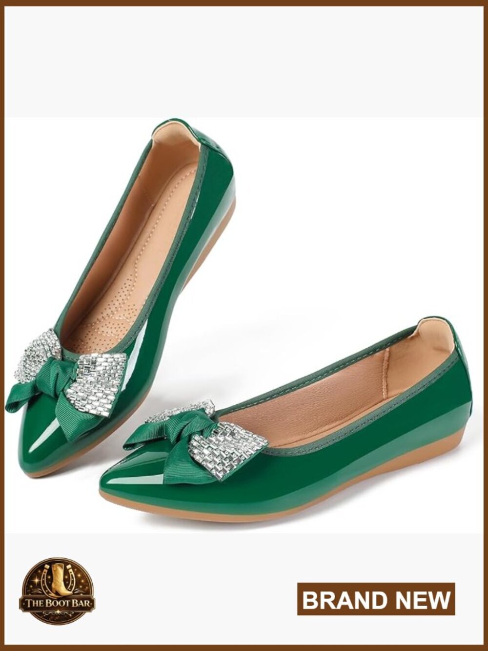 Pointed Toe Leather Ballet Flats with Bow Slip On Dress Shoes